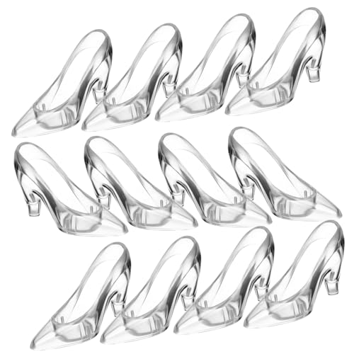Kisangel 12 Stück Kreative Kristall-schuhverzierungen Klare Prinzessin-Hausschuhe-Dekoration High-Heel- Party Mini-high-Heel-schuhdekoration Geformt Hoch Transparentes Material von Kisangel