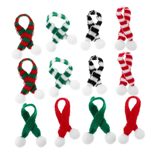 Kisangel 12 Stück Mini Dekoschal Gestrickte Ornamente Haustier Strickschal Schneemann Schal Mini Schal Gestrickte Mini Schals Mini Weihnachtsschal Schneemann Gestrickte Mini von Kisangel