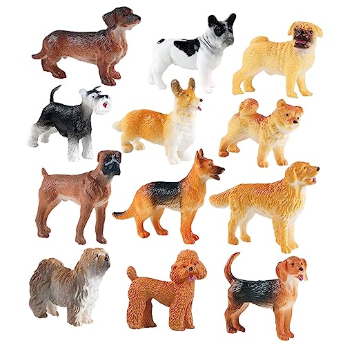 Kisangel 12 Stück Mini -Hundestatue - winzig Kleinkinder Miniatur Figuren Tiere für Welpenmodelle Dekoration der Welpenstatue Interessantes Welpenspielzeug Harz von Kisangel