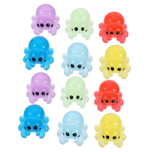 Kisangel 12 Stück Mini Resin Spinnenfiguren Leuchten Im Dunkeln DIY Mikro Landschaftszubehör Nachtlicht Spinnen Dekorationen für Büro Garten und Halloween von Kisangel