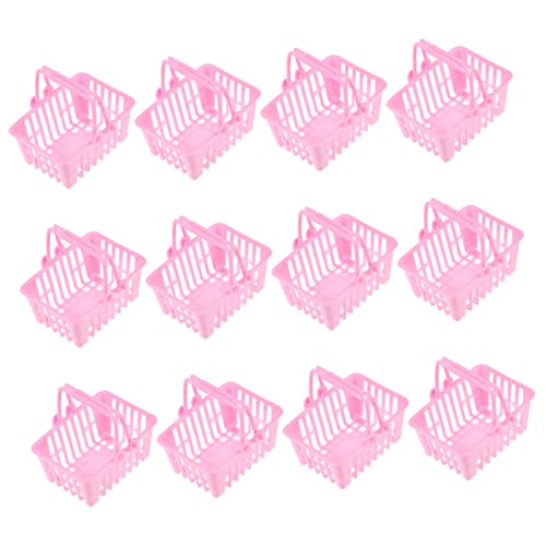 Kisangel 12 Stück Mini-einkaufskorb Klein -nahrungsmittelkorb Mini- -einkaufskorb Massenspielzeug Für Miniatur Party Körbe Korbspielzeug Aus Kunststoff Rosa Plastik von Kisangel