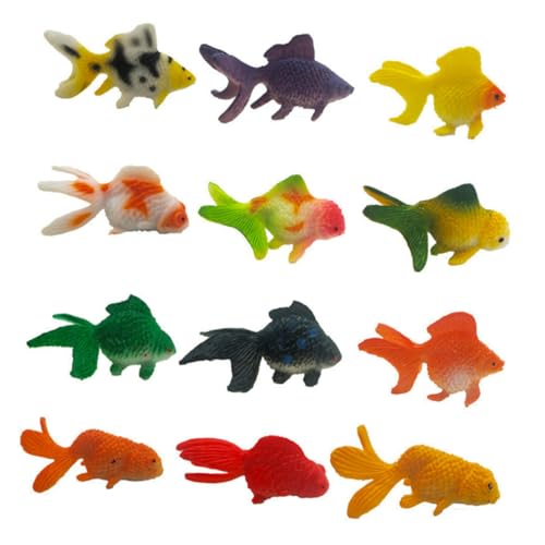Kisangel 12 Stück Realistische Goldfisch Figuren aus PVC für Aquarium Dekoration Kognitive Spielzeuge für Zufällige Farben und Designs von Kisangel