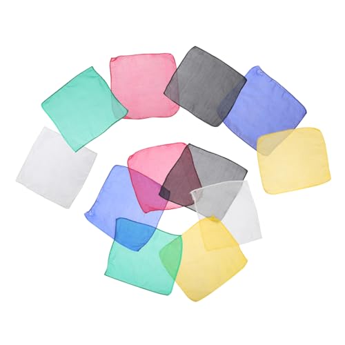 Kisangel 12 Stück Schal Ma Seidenschals Trick Wraps Performance Prop Halstuch Schal Spiel Satin Schal Faux Damen Bühnenshow Schal Party Prop Farbe Schal Gimmick Frau Tuch von Kisangel