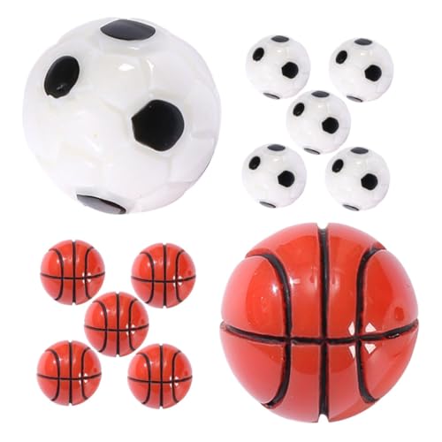 Kisangel 12 Stück Simulationsornamente Feengarten Figur für Landschaftsdekor selber Machen Puppenhaus Mini-Sportbälle Mini-Sportball Feenfeld-Accessoire Fußball Harz von Kisangel