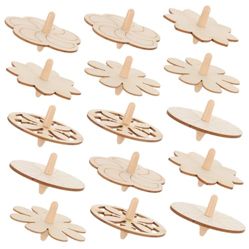 Kisangel 12 Stück Teiliges DIY Holzkreisel zum Bemalen Gyro Basteln Kreativ Geschenk für Mädchen Jungen Holz Kunststoffmaterial Sicher und Handlich von Kisangel