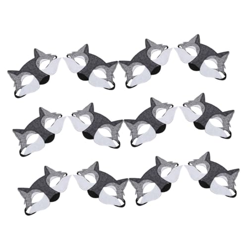 Kisangel 12 Stück Teiliges Halloween Wolf Filz Halbgesichtsmaske Atmungsaktiv Leicht Realistisches Wolf Design für Cosplay Motto Partys und Rollenspiele von Kisangel