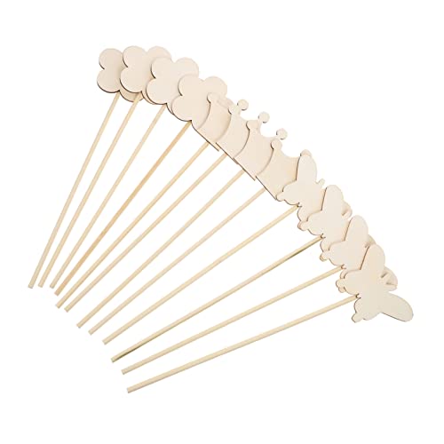 Kisangel 12 Stück Teiliges Holz Zauberstab für Mädchen DIY Feenstäbe mit Blumen Krone und Schmetterling zur Kreativen Gestaltung Fördert Hand Auge Koordination und Fantasievolles Spiel von Kisangel