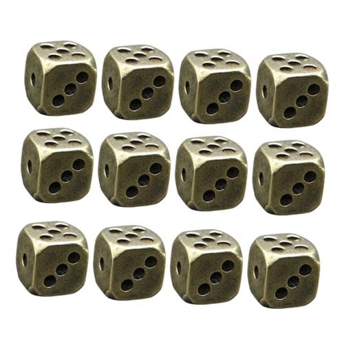 Kisangel 12 Stück Teiliges Messing Würfel mit Abgerundeten Kanten Antik Vintage Design Robuste Solide Würfel für Poker Brettspiele Barspiele Stilvolle Deko und Geschenkidee für Spieler von Kisangel
