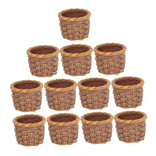 Kisangel 12 Stück Teiliges Mini Handgewebt Realistische Miniatur Körbe für Puppenhausdeko Vielseitige Kleine Aufbewahrungskörbe Geeignet für DIY Basteln Mini Picknick und Blumenarrangements von Kisangel