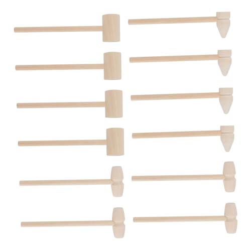 Kisangel 12 Stück Teiliges Mini Holzhammer für Glatte Oberfläche Sicherer Lernspielzeug Hammer zum Krabbenöffnen und Muskeltraining für Montessori Spiel und Handliche Nutzung von Kisangel