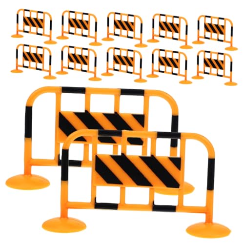 Kisangel 12 Stück Teiliges Mini Verkehrsabsperrungs Spielset aus Robustem Detailgetreue Mini Verkehrsbarrieren in Leuchtendem Orange Pädagogisches Rollenspiel für Verkehrssicherheit und von Kisangel