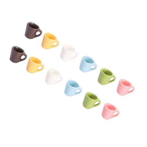 Kisangel 12 Stück Teiliges Miniatur Becher aus Robustem Resin Wasserfest und Leicht zu Reinigen Farbige Puppenhaus Deko Mini Ornamente für Tisch und Doll House Accessoires von Kisangel