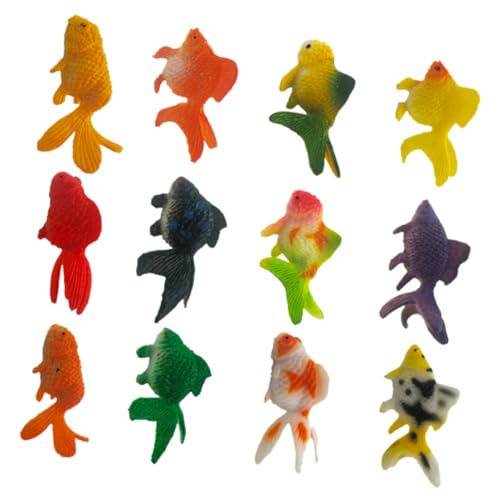Kisangel 12 Stück Teiliges Realistische Goldfisch Modelle aus Langlebigem PVC Kreative Lernspielzeuge und Aquarium Deko Kindgerechte Mini fischfiguren in Zufälligen Farben und Stilen von Kisangel