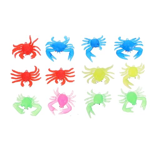 Kisangel 12 Stück Teiliges Realistisches Krabben Spielzeugset aus Umweltfreundlichem TPR Material Bunte Meeresbewohner Detailgetreue Aquarium Dekoration Geeignet als für Meerestierfans von Kisangel