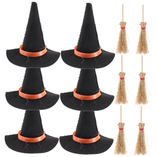 Kisangel 12 Stück Teiliges Set Miniatur Hexenhüte und Besen für Puppenhaus Dekoration Kreatives Halloween Zubehör für Mini Häuser und DIY Projekte für Miniatur Landschaften Kisangel 12 Stück Teiliges Set Miniatur Hexenhüte und Besen für Puppenhaus Dekoration Kreatives Halloween Zubehör für Mini Häuser und DIY Projekte für Miniatur Landschaften von Kisangel