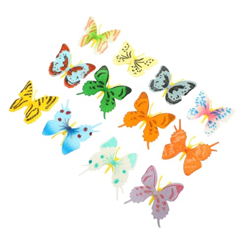 Kisangel 12 Stück Teiliges Set Realistische Schmetterlingsmodelle für Kognitive Spielzeuge zur Naturerkennung Dekoration für Schreibtisch und Landschaft Sicheres Material von Kisangel