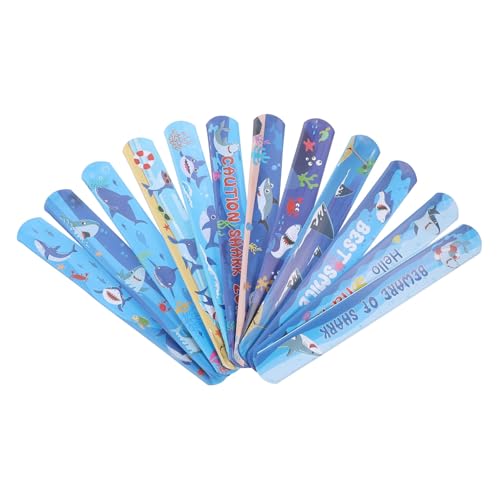 Kisangel 12 Stück Teiliges Shark Style Schnapparmband Langlebige Armbänder mit Glatten Kanten Bunte Kinderparty Accessoires für Jungen und Mädchen Vielseitig als Armband oder Dekoration von Kisangel