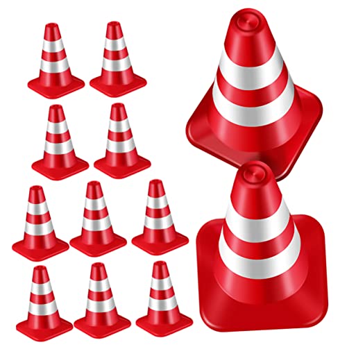 Kisangel 12 Stück Teiliges Verkehrsleitkegel aus Robustem Kunststoff Mini Pylonen für Leicht Kompakt und Langlebig für Baustellen und Verkehrsszenarien zum Freien von Kisangel