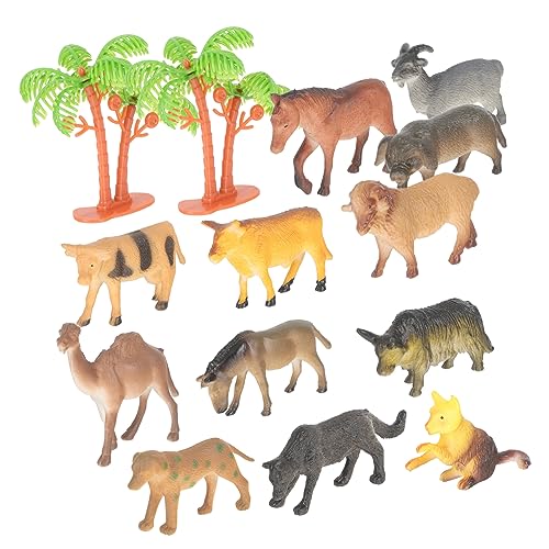 Kisangel 12 Stück Tierspielzeugset Tierfiguren Tiere Spielzeugfiguren Miniaturbaumtiere Figuren von Nutztieren Farmtiere Figuren Mini-Tierspielzeug Miniaturtiere Plastik von Kisangel