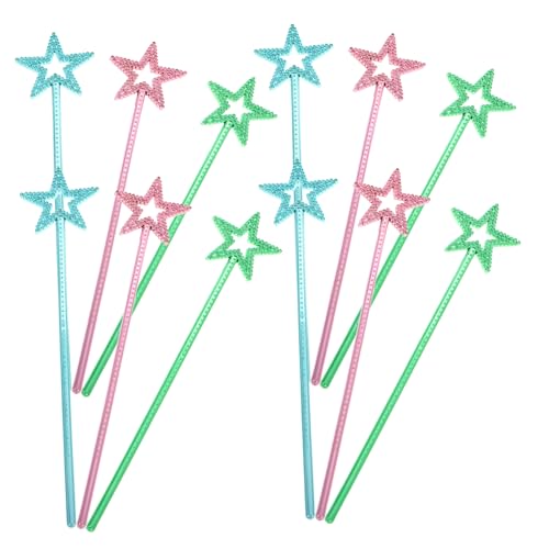 Kisangel 12 Stück Zauberstab für bastelset für Kindergeburtstag deko Party Dekoration Sicherheitsspielzeug Prinzessin Dekorationen rosa Sternstab Sternenstab Plastik von Kisangel