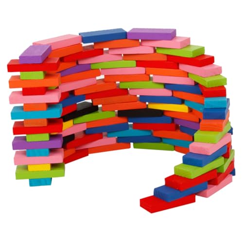 Kisangel 120 Stück Teiliges Domino Holzspielzeug Buntes Bauspielzeug aus Hochwertigem Holz für Intelligenz Fantasie und Motorischen Fähigkeiten Sicher und Langlebig von Kisangel