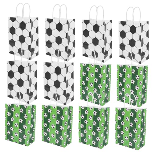 Kisangel 12Stücke Fußball Geschenktüten Aus Kraftpapier Sport Party Leckerli Beutel Mit Griff Geschenkverpackungsbeutel Für Fußball Mottopartys Und Kindergeburtstage von Kisangel