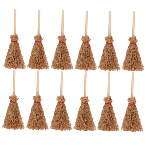 Kisangel 12Stücke Hexenbesen Miniaturszene Accessoires Für Puppenhaus Und Halloween Dekoration Realistische Mini Besen Aus Umweltfreundlichem Material Kreative von Kisangel