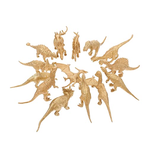 Kisangel 14 Stück Dinosaurier-Modell-Set Gold Skelett Dekoration spielzeuge Dinosaurierfigur Dinosaurier-Statue Minifiguren Plastik von Kisangel