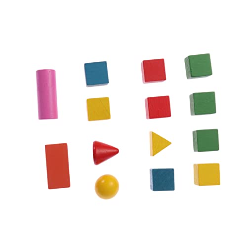 Kisangel 14Stücke Holzbausteine für Teiliges mit Geometrischen Formen Dreidimensionales Lernspielzeug für Kreatives und Entwicklung von Fähigkeiten für Zuhause Kindergarten von Kisangel