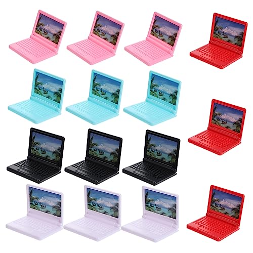 Kisangel 15 Stück Büropuppencomputer Computerlaptop Kleines Computerspielzeug Stellen Sie Sich Einen Laptop Vor Puppenhaus-Miniatur-Laptop-Computer Puppen-Laptop Mini-Laptop Plastik von Kisangel