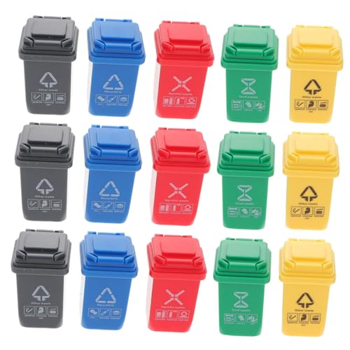 Kisangel 15 Stück Miniatur-Puppenhaus Häuser Modell Einer Miniatur-Mülltonne winzig Mini -Mülldose Miniatures puppenhauszubehör kleines mülleimer Modell Kleiner Müll kann Plastik von Kisangel