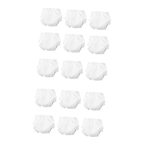Kisangel 15 Stück Teiliges Elastische Mini Puppenunterwäsche aus Baumwollstoff Weiße Niedliche Doll Panties als Dekoratives Puppen Accessoire für Spielpuppen und Puppenhauskleidung von Kisangel