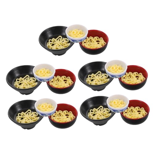 Kisangel 15 Stück Teiliges Realistisches Nudel Schüssel Set Puppenhaus Miniatur Essen Ramen Modell Zubehör für Kreative DIY Puppenhausküche und Interaktives Familienspiel von Kisangel