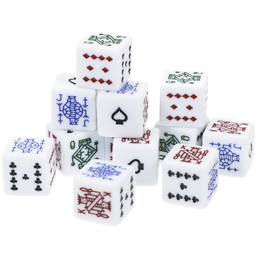 Kisangel 16 Mm Poker-Würfel – 12-Teiliges Poker-Würfel-Set Spielwürfel-Set Trinkspiel-Würfel Partyspiel-Würfel Kunststoff-Würfel-Set Requisiten Spielzubehör von Kisangel