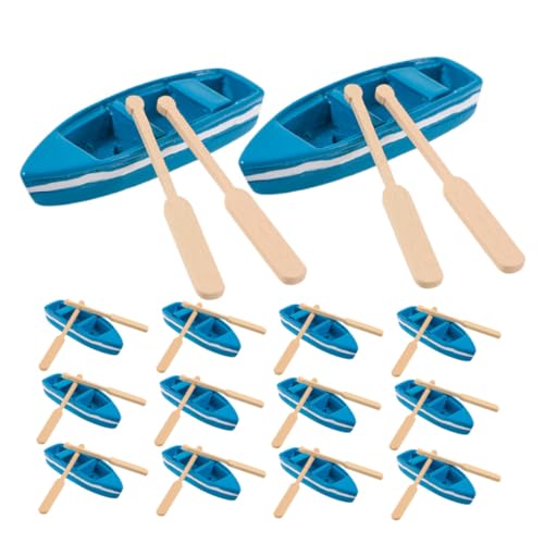 Kisangel 16 Satz Teiliges Miniatur-kanu-modellset mit Paddeln Kleines Holzboot für DIY Meereslandschaften Dekorative Mini-Segelboote Nautische Tischdeko für Zuhause und Büro von Kisangel