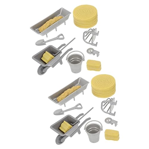 Kisangel 16 Stck Teiliges Mini Bauernhof Zubehör Set Realistische Bauernhof Werkzeuge für Kleinkinder Robustes Zubehör für Sandtisch und Puppenhaus Pädagogisches Rollenspielspielzeug von Kisangel