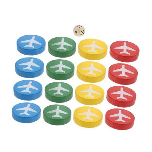 Kisangel 16 Stück Kinderteppich Fliegendes Schach Chinesisches Damespiel Brettspiele Dame Flugschach Flugzeug-brettspiel Fliegendes Schachspielzeug Schachfiguren Kiefernholz von Kisangel