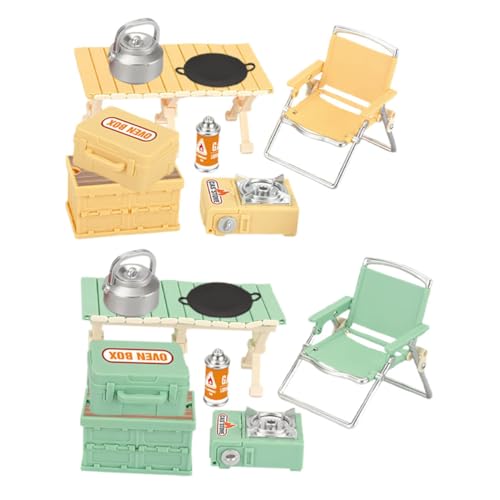 Kisangel 16 Stück Teiliges Miniatur Camping Spielset mit Klappbaren Stühlen und Tisch Leichtes Tragbares Outdoor für Indoor und Outdoor Spiel Fördert Familieninteraktion und Einfach zu von Kisangel