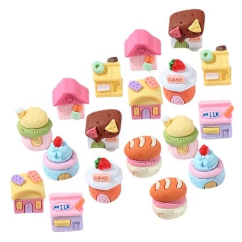 Kisangel 18 Stück Teiliges Miniatur Haus Ornamente aus Buntem Harz Kreative DIY Accessoires für Handwerk Schmuck Handyhüllen Scrapbooking Zuverlässige Mikro Landschaftsdeko Vielseitig von Kisangel