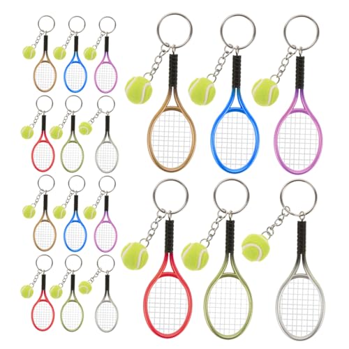 Kisangel 18 Stück Teiliges Tennisball-schlüsselanhänger- Farbenfrohe Sport-schlüsselringe Leicht Tragbar Vielseitig für Auto Rucksack-charm für Tennisfans und Party-giveaways von Kisangel