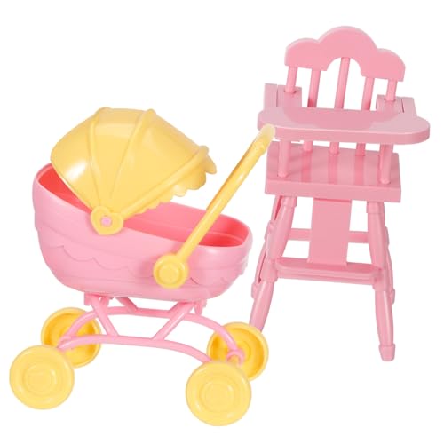 Kisangel 1Satz Babywagen mit Hochstuhl für Puppen Tragbar und Leicht Material Realistische Funktionen für Rollenspiele Vielseitige Spielmöglichkeiten von Kisangel