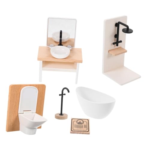 Kisangel 1Satz Badezimmermöbel Teiliges Puppenhaus Zubehör Mit Waschbecken Toilette Badewanne Und Kunststoffmaterial Fördert Kreativität Und Soziale von Kisangel