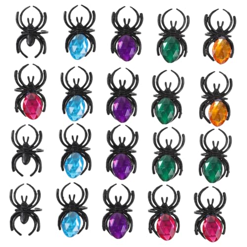 Kisangel 1Satz Bunten Spinnenringen Für Halloween Im Gemischten Beutel Mit Diamantöffnung Schwarzen Beutel Lustige Dekoration Für Partys Und Gruselmomente von Kisangel