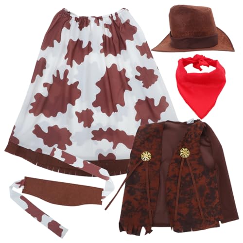 Kisangel 1Satz Cowgirl Kostüm Set Teiliges Outfit mit Hut Bandana und Weste für Halloween und Western Partys für Perfektes Verkleidungskostüm von Kisangel