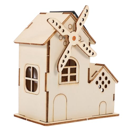 Kisangel 1Satz DIY Windmühlen Wissenschaftsbausatz Für Solarbetriebene Holzhaus Selbstmontage Für Experimente Physik Und Technik Für Kreative Lernstunden von Kisangel