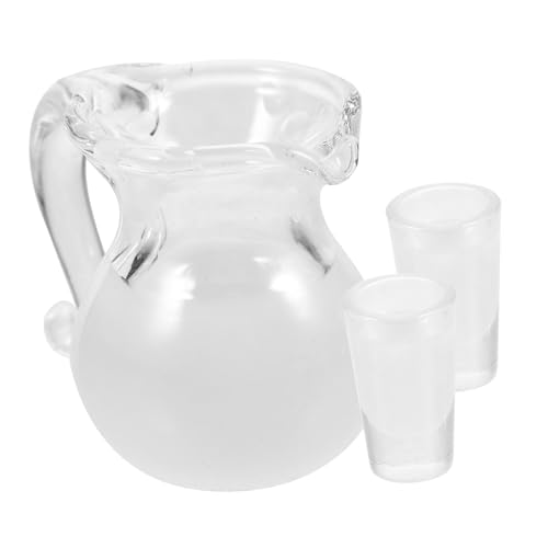 Kisangel 1Satz Glaskrug Set Für Puppenhaus Miniaturbecher Und Wasserkocher Zubehör Für Küchenspielset Realistische Nachbildung Von Milch Und Orangensaft Für Kreative Spielszene von Kisangel