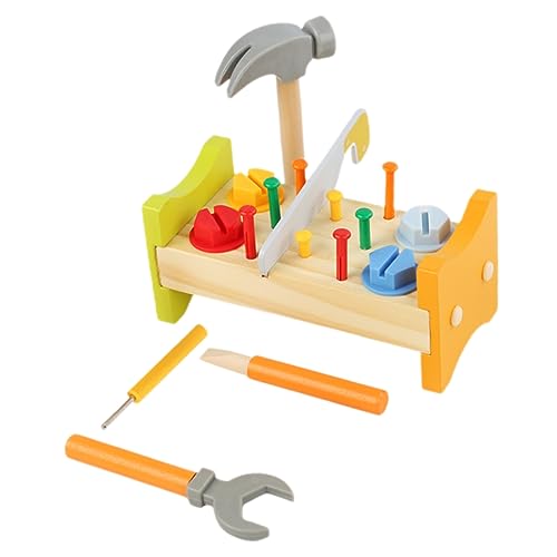 Kisangel 1Satz Hammerwerkbank für Hölzernes mit Hammer Pädagogisch Fördert Kreativität und Motorische Fähigkeiten für Sicheres Holzspielzeug von Kisangel