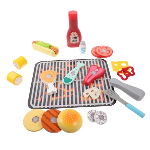 Kisangel 1Satz Holz Grillspielzeug für Rollenspiel Essensset mit Realistischen Grillutensilien Gemüse Saucen Fördert Kreativität und Motorische Fähigkeiten Kisangel 1Satz Holz Grillspielzeug für Rollenspiel Essensset mit Realistischen Grillutensilien Gemüse Saucen Fördert Kreativität und Motorische Fähigkeiten von Kisangel