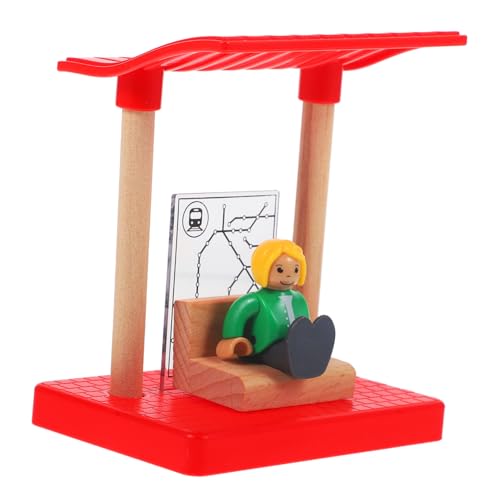 Kisangel 1Satz Holz Zugbahn Zubehör Mini Bahnhofsspielzeug mit Figuren für DIY Modelleisenbahn Zubehör Pädagogisches aus Hochwertigem Holz für Kreatives und Spaß von Kisangel