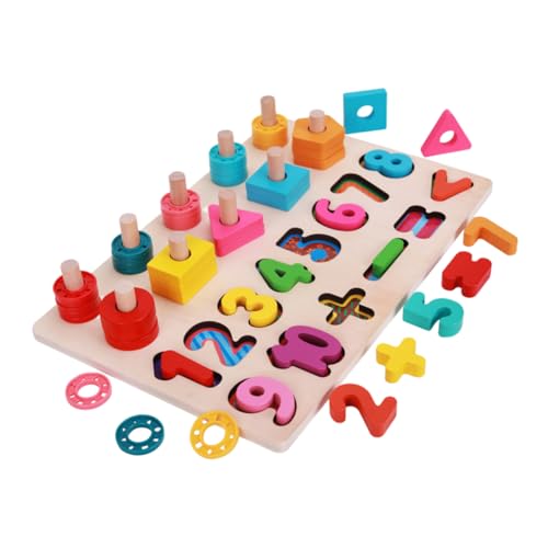 Kisangel 1Satz Holzpuzzle Für Kleinkinder Geometrisches Stapelspielzeug Formkognition Hand Auge Koordination Und Logischem Frühpädagogisches von Kisangel